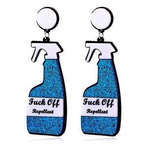 Sparkly Blue F Off Repellent earrings